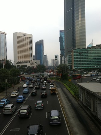Big Durian traffic congestion near Hotel Kempinski Indonesia.