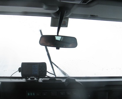 Inside the Superjeep, same white out view for three days.