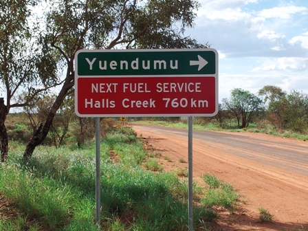 Road sign outside Yuendumu.