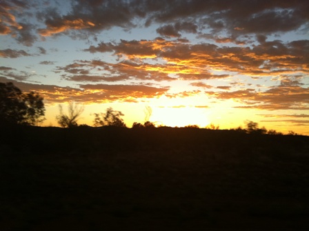 Sunset on the Tanami Track en route from Yuendumu.
