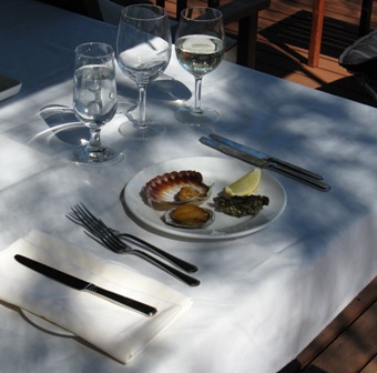 Fresh seafood and wine at Freycinet Lodge Tasmania