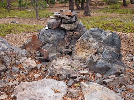 Stones with lock near Mount Shasta summit